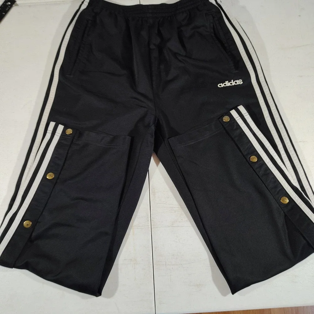 Adidas Snap Tearaway Warmup Track Pants Men Medium 28/29 Black Y2K Athletic